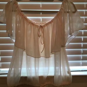 Sheer off the shoulder ruffle blouse!